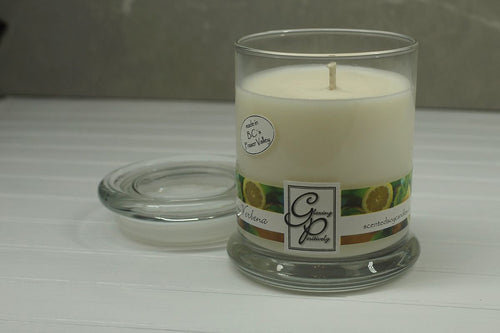 The Status’ sleek, urban style Lemon Verbena Status Candle with glass lid blends elegantly for modern or contemporary interiors. This has been a popular candle for G.P. Soy for many years. The container is made by Libbey and can be easily repurposed after the candle is finished burning.  An amazing and invigorating botanical fragrance that continues to be a favourite.  A true classic and basic earthy herbal lemon fragrance that is nothing like lemonade.
